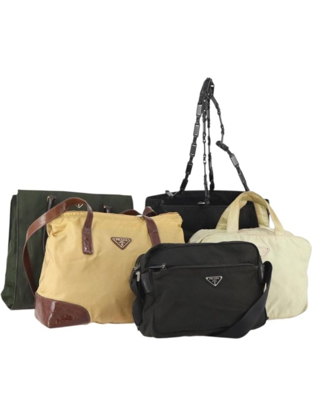 PRADA Shoulder Bag Nylon 5 Set Beige Black Green
